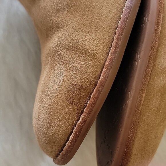 JOHNSTON & MURPHY Nancy Tan Camel Suede Slip On Boho Preppy Wedge Mule Clogs 8.5 - Picture 9 of 10